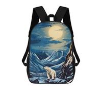 sinyumoney Mochilas Infantiles Impresas En 3D Polar Bear Moonlit Mountain-1 Mochilas Para Libros Para Niños Y Niñas Mochila Escolar Infantil Con Bolsillos Grandes Para Niños 17inch