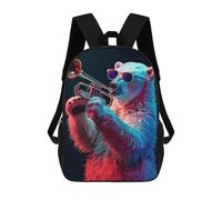 sinyumoney Mochilas Infantiles Impresas En 3D Polar Bear Trumpet Mochila Escolar Infantil Linda Mochila Informal Para Exteriores Para Niños Estudiantes De Secundaria 17inch