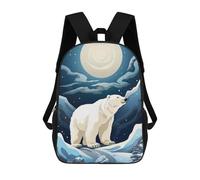 sinyumoney Mochilas Infantiles Impresas En 3D Polar Bear Under Moonlight-1 Mochilas Escolares Para Niños Y Niñas Mochilas De Viaje Bolsas Para Libros Para La Escuela O Viajes 17inch