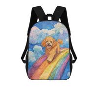 sinyumoney Mochilas Infantiles Impresas En 3D Poodle on Rainbow Bridge Mochilas Escolares Para Niños Y Niñas Mochilas De Viaje Bolsas Para Libros Para La Escuela O Viajes 17inch