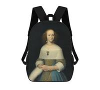 sinyumoney Mochilas Infantiles Impresas En 3D Portrait of A Woman in Blue Mochilas Escolares Para Niños Y Niñas Mochilas De Viaje Bolsas Para Libros Para La Escuela O Viajes 17inch