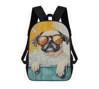 sinyumoney Mochilas Infantiles Impresas En 3D Pug in Bathtub Painting Mochilas Mochilas De Moda Casual Mochila De Día Bonitas Bolsas De Viaje Mochila Casual Para Exteriores Para Niño Y Niña
