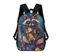 sinyumoney Mochilas Infantiles Impresas En 3D Raccoon Oil Painting Mochila Escolar Infantil Linda Mochila Informal Para Exteriores Para Niños Estudiantes De Secundaria 17inch