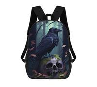 sinyumoney Mochilas Infantiles Impresas En 3D Raven Skull Mochilas Escolares Para Niños Y Niñas Mochilas De Viaje Bolsas Para Libros Para La Escuela O Viajes 17inch