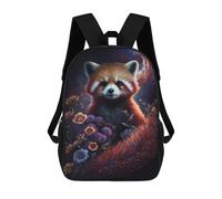 sinyumoney Mochilas Infantiles Impresas En 3D Red Panda with Flowers in Space Mochilas Mochilas De Moda Casual Mochila De Día Bonitas Bolsas De Viaje Mochila Casual Para Exteriores Para Niño Y Niña