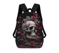sinyumoney Mochilas Infantiles Impresas En 3D Red Roses Skull Mochila Escolar Infantil Linda Mochila Informal Para Exteriores Para Niños Estudiantes De Secundaria 17inch