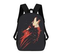 sinyumoney Mochilas Infantiles Impresas En 3D Red Wolf Howling at Night Mochila Escolar Infantil Linda Mochila Informal Para Exteriores Para Niños Estudiantes De Secundaria 17inch