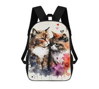 sinyumoney Mochilas Infantiles Impresas En 3D Romantic Cat Couple Mochilas Para Libros Para Niños Y Niñas Mochila Escolar Infantil Con Bolsillos Grandes Para Niños 17inch