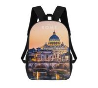 sinyumoney Mochilas Infantiles Impresas En 3D Rome Cityscape at Sunset Mochilas Para Libros Para Niños Y Niñas Mochila Escolar Infantil Con Bolsillos Grandes Para Niños 17inch