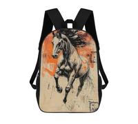 sinyumoney Mochilas Infantiles Impresas En 3D Running Horse Sketch with Orange Accents Mochila Escolar Infantil Linda Mochila Informal Para Exteriores Para Niños Estudiantes De Secundaria 17inch
