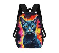 sinyumoney Mochilas Infantiles Impresas En 3D Russian Blue Cat in Flames Mochilas Para Libros Para Niños Y Niñas Mochila Escolar Infantil Con Bolsillos Grandes Para Niños 17inch