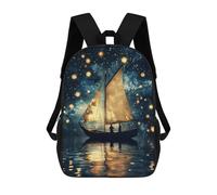 sinyumoney Mochilas Infantiles Impresas En 3D Sailboat Under A Starry Sky Mochila Escolar Infantil Linda Mochila Informal Para Exteriores Para Niños Estudiantes De Secundaria 17inch