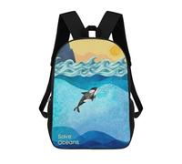 sinyumoney Mochilas Infantiles Impresas En 3D Save The Oceans Collage Mochila Escolar Infantil Linda Mochila Informal Para Exteriores Para Niños Estudiantes De Secundaria 17inch