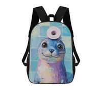 sinyumoney Mochilas Infantiles Impresas En 3D Seal with Toilet Paper Hat Mochila Escolar Infantil Linda Mochila Informal Para Exteriores Para Niños Estudiantes De Secundaria 17inch