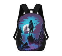 sinyumoney Mochilas Infantiles Impresas En 3D Silhouette Journey to The Moon Mochila Escolar Infantil Linda Mochila Informal Para Exteriores Para Niños Estudiantes De Secundaria 17inch