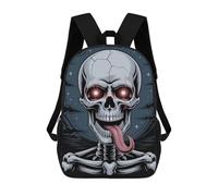 sinyumoney Mochilas Infantiles Impresas En 3D Skull with Glowing Eyes And Tongue Mochila Escolar Infantil Linda Mochila Informal Para Exteriores Para Niños Estudiantes De Secundaria 17inch