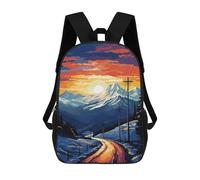 sinyumoney Mochilas Infantiles Impresas En 3D Snowy Mountain Sunset Road Mochilas Mochilas De Moda Casual Mochila De Día Bonitas Bolsas De Viaje Mochila Casual Para Exteriores Para Niño Y Niña