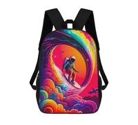 sinyumoney Mochilas Infantiles Impresas En 3D Space Surfing Odyssey Mochila Escolar Infantil Linda Mochila Informal Para Exteriores Para Niños Estudiantes De Secundaria 17inch