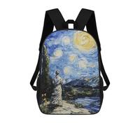 sinyumoney Mochilas Infantiles Impresas En 3D Starry Night with Figure Mochila Escolar Infantil Linda Mochila Informal Para Exteriores Para Niños Estudiantes De Secundaria 17inch
