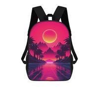 sinyumoney Mochilas Infantiles Impresas En 3D Synthwave Sunset Tropical Mochilas Para Libros Para Niños Y Niñas Mochila Escolar Infantil Con Bolsillos Grandes Para Niños 17inch
