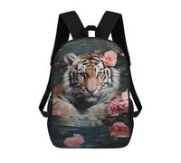 sinyumoney Mochilas Infantiles Impresas En 3D Tiger in Flowers Mochilas Escolares Para Niños Y Niñas Mochilas De Viaje Bolsas Para Libros Para La Escuela O Viajes 17inch
