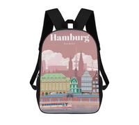 sinyumoney Mochilas Infantiles Impresas En 3D Travel to Hamburg Mochila Escolar Infantil Linda Mochila Informal Para Exteriores Para Niños Estudiantes De Secundaria 17inch