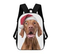 sinyumoney Mochilas Infantiles Impresas En 3D Vizsla Dog with Santa Hat Portrait Mochilas Para Libros Para Niños Y Niñas Mochila Escolar Infantil Con Bolsillos Grandes Para Niños 17inch