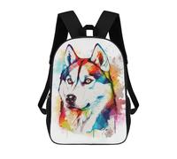 sinyumoney Mochilas Infantiles Impresas En 3D Watercolor Siberian Husky Mochilas Para Libros Para Niños Y Niñas Mochila Escolar Infantil Con Bolsillos Grandes Para Niños 17inch