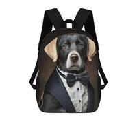 sinyumoney Mochilas Infantiles Impresas En 3D Well Dressed Labrador Dog Mochilas Para Libros Para Niños Y Niñas Mochila Escolar Infantil Con Bolsillos Grandes Para Niños 17inch