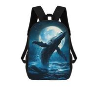 sinyumoney Mochilas Infantiles Impresas En 3D Whale Breach, Moonlight Ocean Mochila Escolar Infantil Linda Mochila Informal Para Exteriores Para Niños Estudiantes De Secundaria 17inch