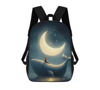 sinyumoney Mochilas Infantiles Impresas En 3D Whale Crescent Moon Mochila Escolar Infantil Linda Mochila Informal Para Exteriores Para Niños Estudiantes De Secundaria 17inch