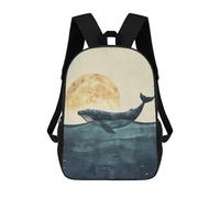 sinyumoney Mochilas Infantiles Impresas En 3D Whale Under The Moon Mochila Escolar Infantil Linda Mochila Informal Para Exteriores Para Niños Estudiantes De Secundaria 17inch