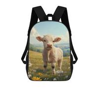 sinyumoney Mochilas Infantiles Impresas En 3D White Bull Calf in Meadow Mochilas Para Libros Para Niños Y Niñas Mochila Escolar Infantil Con Bolsillos Grandes Para Niños 17inch