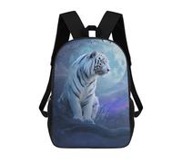 sinyumoney Mochilas Infantiles Impresas En 3D White Tiger Moonlit Night Mochilas Mochilas De Moda Casual Mochila De Día Bonitas Bolsas De Viaje Mochila Casual Para Exteriores Para Niño Y Niña