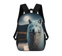 sinyumoney Mochilas Infantiles Impresas En 3D White Wolf And The Moon Mochilas Escolares Para Niños Y Niñas Mochilas De Viaje Bolsas Para Libros Para La Escuela O Viajes 17inch