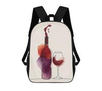 sinyumoney Mochilas Infantiles Impresas En 3D Wine Bottle And Glass Illustration Mochila Escolar Infantil Linda Mochila Informal Para Exteriores Para Niños Estudiantes De Secundaria 17inch