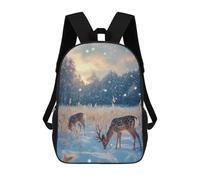 sinyumoney Mochilas Infantiles Impresas En 3D Winter Deer in Snowy Forest Christmas Mochila Escolar Infantil Linda Mochila Informal Para Exteriores Para Niños Estudiantes De Secundaria 17inch
