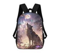 sinyumoney Mochilas Infantiles Impresas En 3D Wolf Howling at The Moon Mochilas Para Libros Para Niños Y Niñas Mochila Escolar Infantil Con Bolsillos Grandes Para Niños 17inch