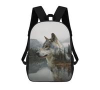 sinyumoney Mochilas Infantiles Impresas En 3D Wolf in Forest Reflection Mochilas Mochilas De Moda Casual Mochila De Día Bonitas Bolsas De Viaje Mochila Casual Para Exteriores Para Niño Y Niña