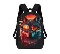 sinyumoney Mochilas Infantiles Impresas En 3D Wolf in Sunglasses Art Print Mochila Escolar Infantil Linda Mochila Informal Para Exteriores Para Niños Estudiantes De Secundaria 17inch