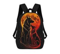 sinyumoney Mochilas Infantiles Impresas En 3D Wolves Under A Fiery Moon Mochila Escolar Infantil Linda Mochila Informal Para Exteriores Para Niños Estudiantes De Secundaria 17inch