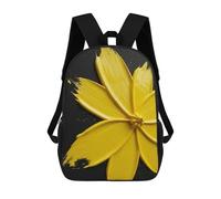 sinyumoney Mochilas Infantiles Impresas En 3D Yellow Paint Flower on Black Background Mochila Escolar Infantil Linda Mochila Informal Para Exteriores Para Niños Estudiantes De Secundaria 17inch