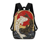 sinyumoney Mochilas Infantiles Impresas En 3D Yin Yang Koi Fish Stained Glass Mochila Escolar Infantil Linda Mochila Informal Para Exteriores Para Niños Estudiantes De Secundaria 17inch