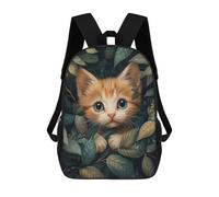 sinyumoney Mochilas Kitten Hiding In Leaves Mochila Escolar Para Niños Mochila Escolar Impresa En 3D Para Niños Estudiantes De Primaria Y Secundaria 17inch