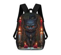 sinyumoney Mochilas Magic Black Cat with Candles Mochila Escolar Para Niños Mochila Escolar Impresa En 3D Para Niños Estudiantes De Primaria Y Secundaria 17inch