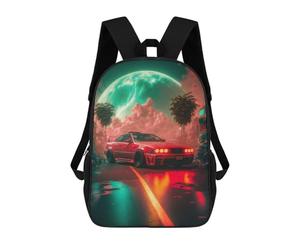 sinyumoney Mochilas Neon Cityscape with Sports Car Mochila Escolar Para Niños Mochila Escolar Impresa En 3D Para Niños Estudiantes De Primaria Y Secundaria 17inch