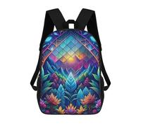 sinyumoney Mochilas Neon Nature Stained Glass Mochila Escolar Para Niños Mochila Escolar Impresa En 3D Para Niños Estudiantes De Primaria Y Secundaria 17inch