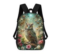 sinyumoney Mochilas Owl in Enchanted Forest with Butterflies Mochila Escolar Para Niños Mochila Escolar Impresa En 3D Para Niños Estudiantes De Primaria Y Secundaria 17inch