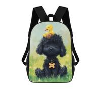 sinyumoney Mochilas Para Niños 17inch Mochila Black Poodle with Yellow Duck -1 Mochila Impresa En 3D Para La Escuela Mochila De Moda Mochilas De Viaje Mochilas Escolares Para La Escuela O Para Viajar