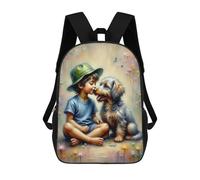 sinyumoney Mochilas Para Niños 17inch Mochila Boy Kissing Dog with Flowers Mochila Impresa En 3D Para La Escuela Mochila De Moda Mochilas De Viaje Mochilas Escolares Para La Escuela O Para Viajar